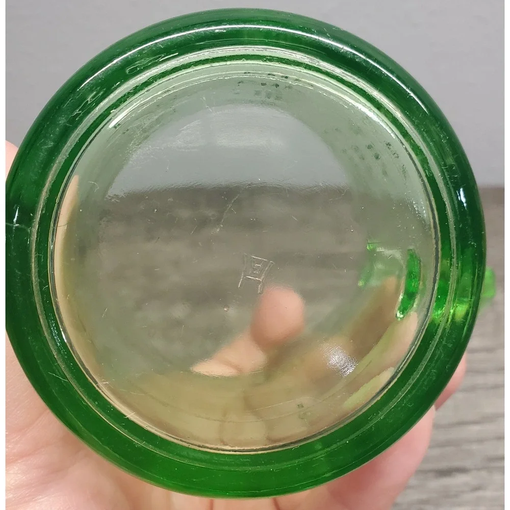 VTG 1930s Uranium Glass 3 Spout Measuring Cup Kelloggs Hazel Atlas‎ Glows EUC